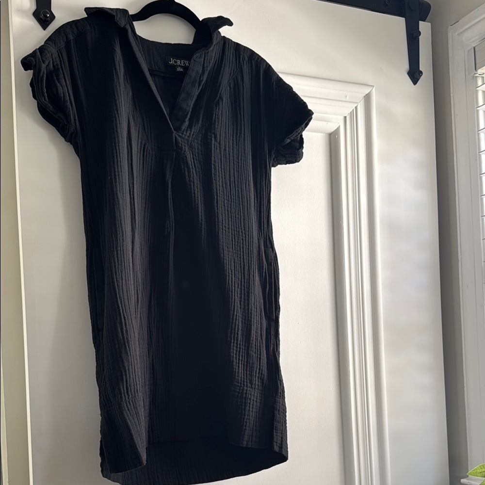 J. Crew Black Crinkle Dress